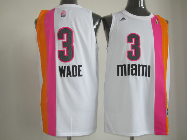  NBA Miami Heat 3 Dwyane Wade Swingman White Rainbow Jersey
